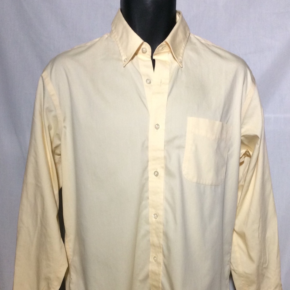 Men’s Lands End Button Down Yellow Shirt 15&1/2-32